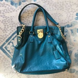 Michael Kors turquoise Ostrich bag